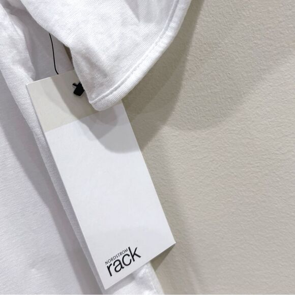 NWT Nordstrom Rack Women Puff Sleeve Tee S White V-Neck Rayon Chic Casual - Picture 5 of 7